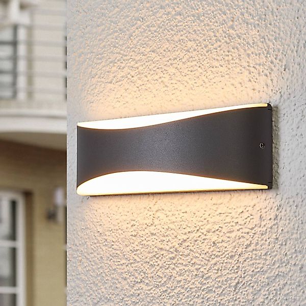 Lucande LED-Außenwandleuchte Akira, anthrazit, Metall, 23cm günstig online kaufen