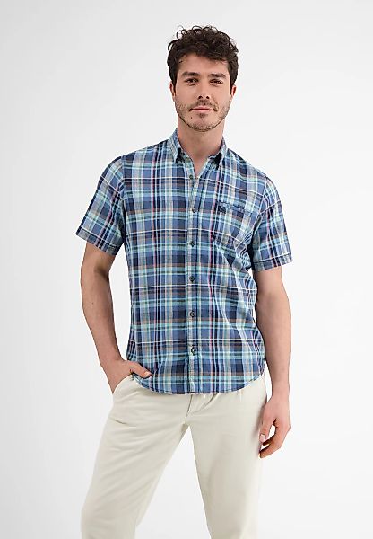 LERROS Kurzarmhemd "Kariertes Halbarmhemd, Baumwoll-Leinen-Mix" günstig online kaufen