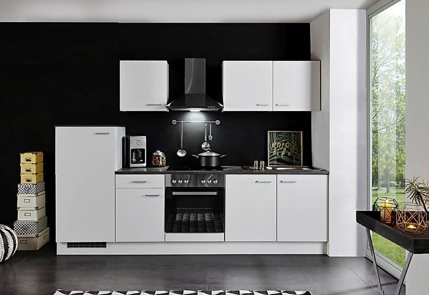 Küchenblock ca. 270 cm breit ohne E-Geräte inkl.  Spüle Weiss günstig online kaufen