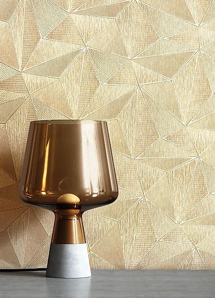 Newroom Vliestapete, Gold Tapete Glamour Dreiecke günstig online kaufen