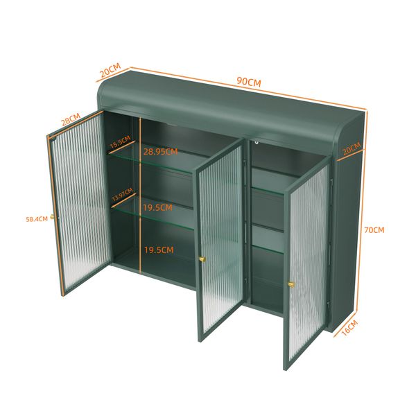 Celya Wandhängeschrank Glas-Wandregal,Hängeschrank küche, Drei Glastüren, günstig online kaufen