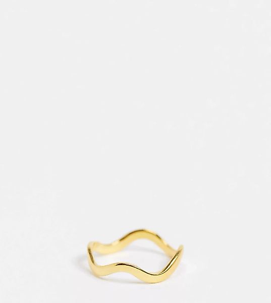 ASOS DESIGN – Vergoldeter Ring aus Sterlingsilber mit elegantem Wellendesig günstig online kaufen