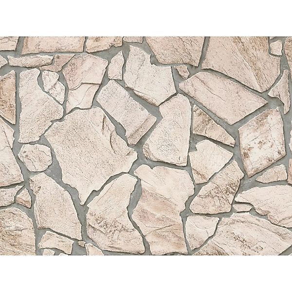 Vliestapete Steinmaueroptik Woodn Stone Beige-Braun FSC® günstig online kaufen