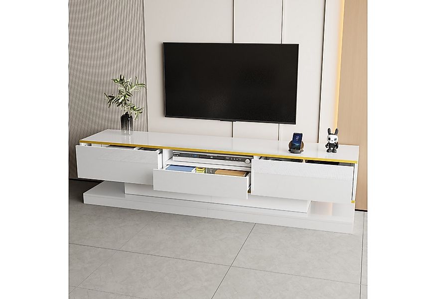 STILVORA Lowboard TV-Schrank mit 3 Schubladen&Fach,TV-Lowboard mit LED&Hoch günstig online kaufen