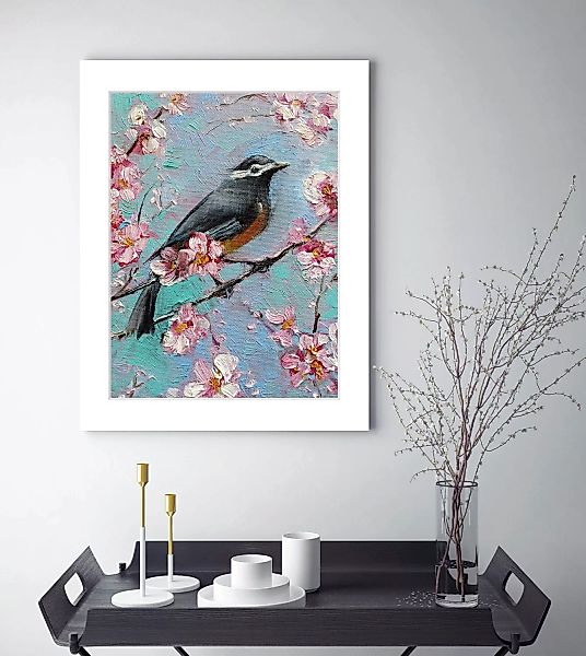 queence Bild "Mona", Vögel, gerahmt, Blumen günstig online kaufen