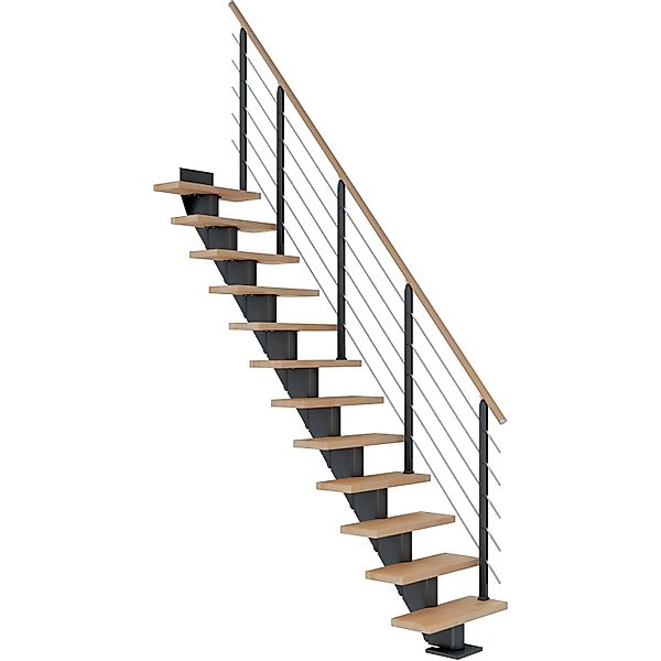 Dolle Mittelholmtreppe Frankfurt Buche Anthrazit GH bis 279 cm Gerade 75 cm günstig online kaufen