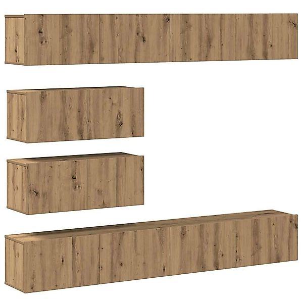 vidaXL 6-Tlg TV-Schrank-Set Wandmontage Artisan-Eiche Holzwerkstoff 3329150 günstig online kaufen