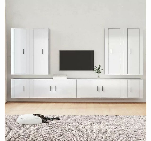 furnicato TV-Schrank 8-tlg. TV-Schrank-Set Hochglanz-Weiß Holzwerkstoff günstig online kaufen