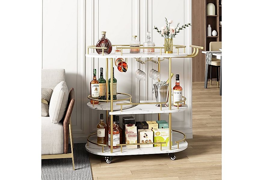 GarveeMore Servierwagen Servierwagen,3-stöckiger Goldbarwagen, kleine Barwa günstig online kaufen