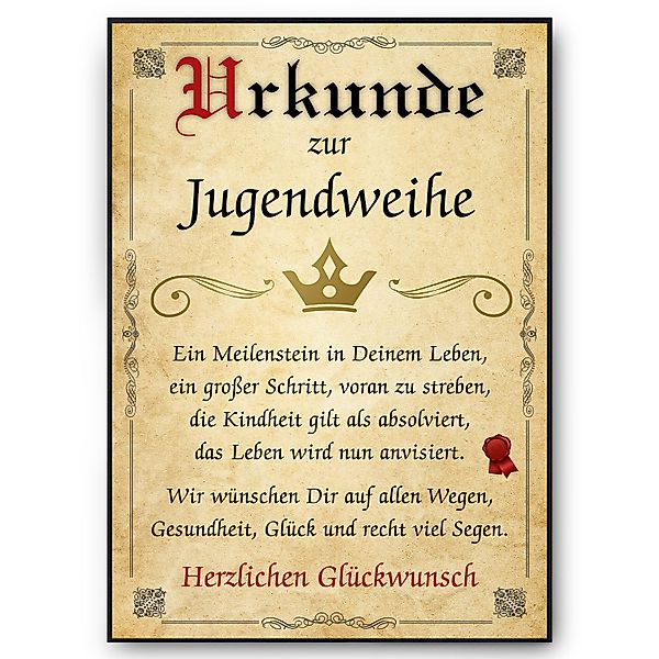 Tigerlino Poster Jugendweihe Geschenk Urkunde zur günstig online kaufen