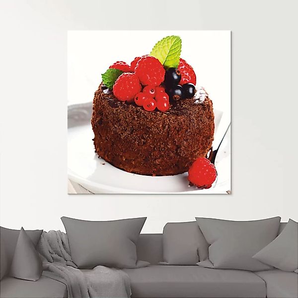 Artland Glasbild "Feiner Schokoladenkuchen mit Beeren", Süßspeisen, (1 St.) günstig online kaufen