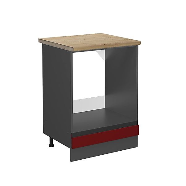 Vicco Herdumbauschrank R-Line Herdschrank Rot/Anthrazit 60 cm AP Eiche günstig online kaufen