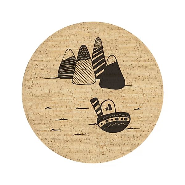 Kork Kinderteppich "Like a Wave" (Rund, Natur) günstig online kaufen