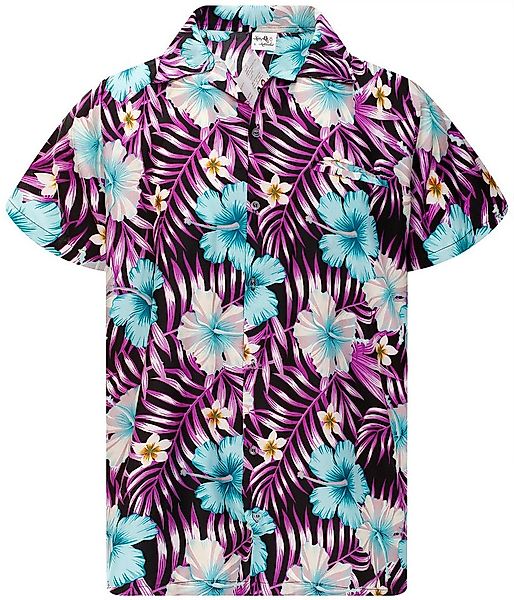 King Kameha Hawaiihemd Tropical Hibiscus Funky Hawaii-Hemd Kurzarm Front-Ta günstig online kaufen