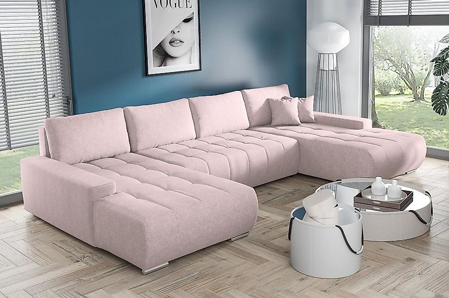 Compleo Ecksofa mit Schlaffunktion aus Velourstoff günstig online kaufen