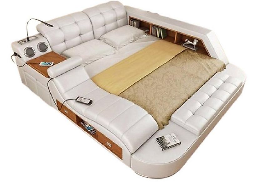 Xlmoebel Multimediabett Luxuriöses Doppelbett aus Leder mit USB-Anschlüssen günstig online kaufen