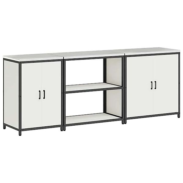 vidaXL Aufbewahrungsset für die Küche mit Regal 3 Stk Weiß Stahl 3392674 günstig online kaufen