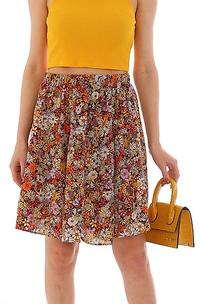 Bongual Sommerrock A-Linie Stufenrock mit Blumen günstig online kaufen