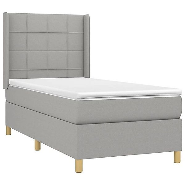 vidaXL Boxspringbett, Boxbett mit Matratze Hellgrau 90x190 cm Stoff günstig online kaufen