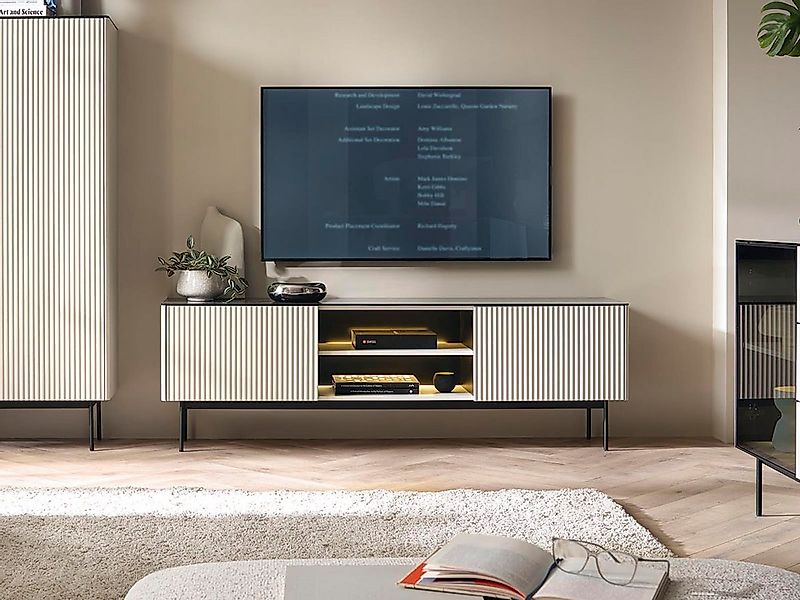 Compleo TV-Schrank mit Metallfüße, TV-Tisch mit gerillte Fronten OMBIS günstig online kaufen