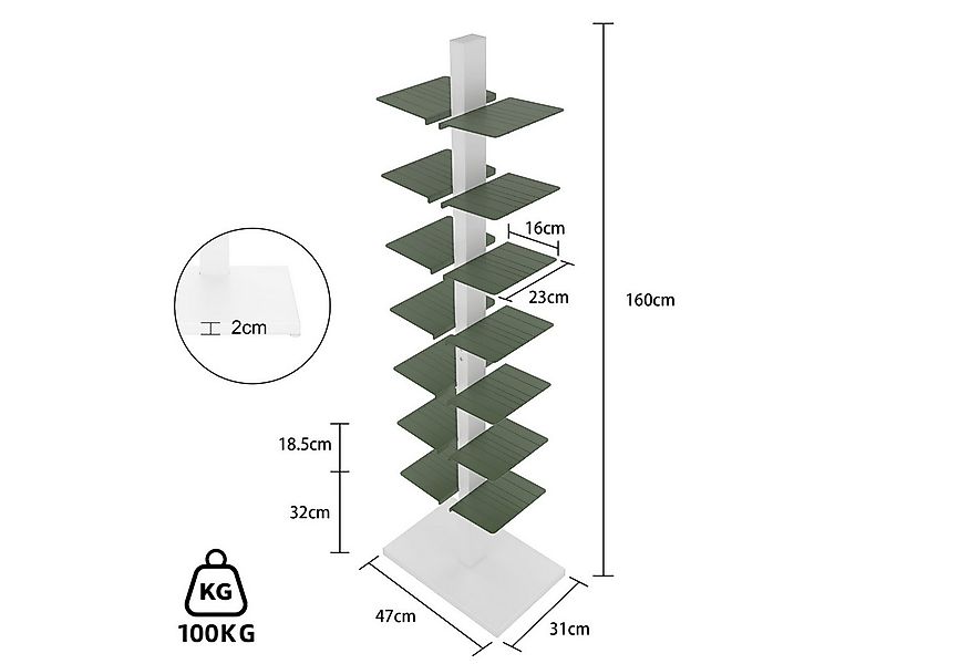 Fanttik Bücherregal CD Regal mit 14 Ebenen, Kohlenstoffstahl Standregal Bür günstig online kaufen