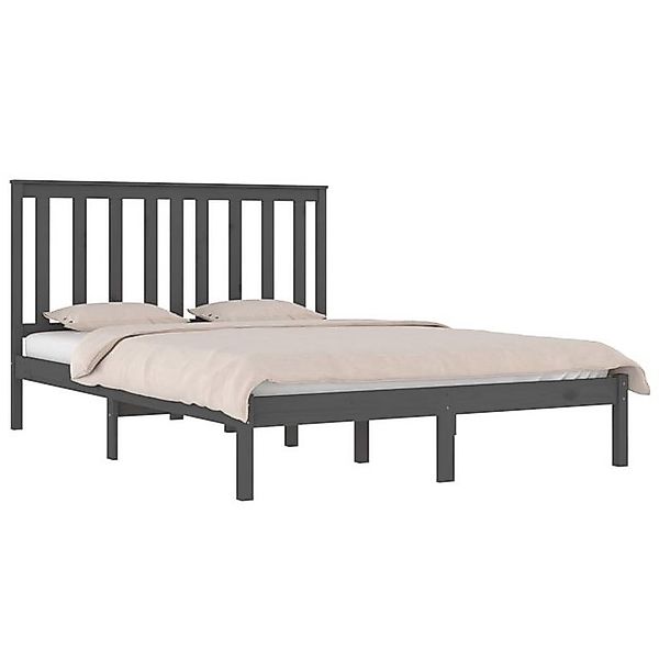 vidaXL Bett Massivholzbett Grau Kiefer 200x200 cm günstig online kaufen