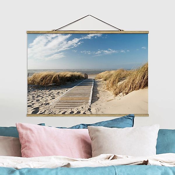Stoffbild Strand mit Posterleisten - Querformat Ostsee Strand günstig online kaufen