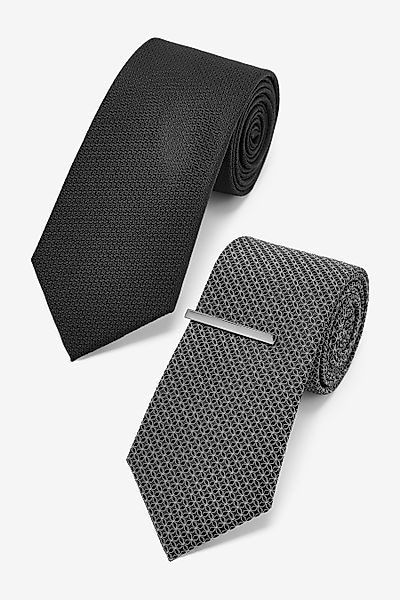 Next Krawatte 2er-Pack Krawatten mit Krawattenclips, günstig online kaufen