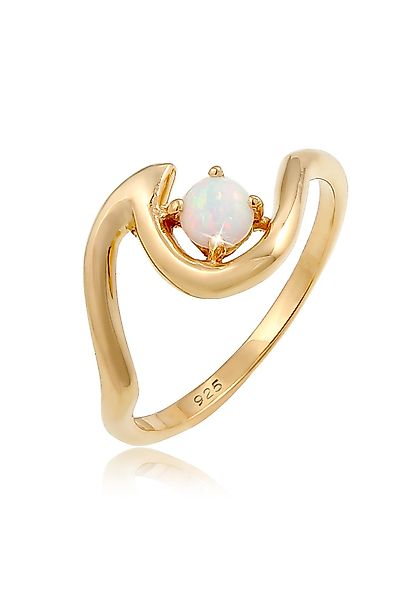 Elli Fingerring Wellen Synthetischer Opal Weiß günstig online kaufen