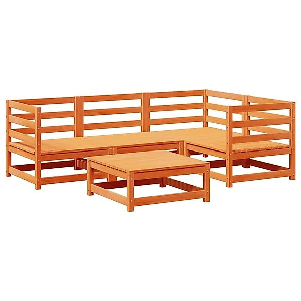 vidaXL 5-Tlg Garten-Sofagarnitur Wachsbraun Massivholz Kiefer 3299420 günstig online kaufen
