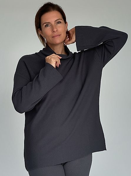 Zuckerwatte Stehkragenpullover leichte A-Linie aus Viskose günstig online kaufen