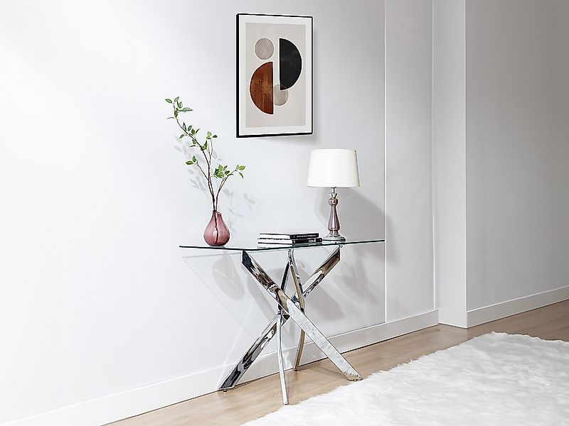 Wandkonsole - Sicherheitsglas & Verchromtes Metall - Transparent - COSIMA günstig online kaufen