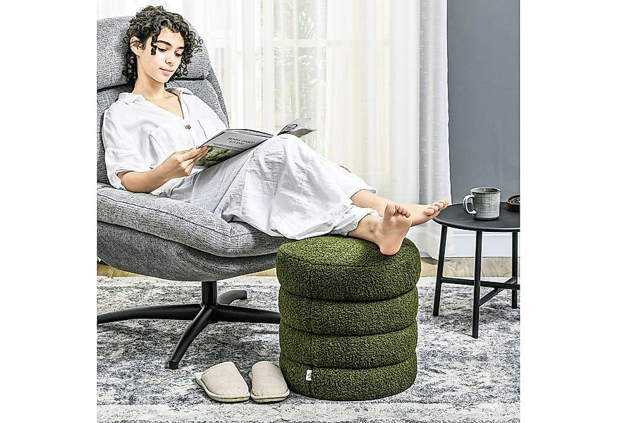 HOMCOM Fußhocker (Runder Polsterhocker, 1 St., Fußstütze), Leichtes Design, günstig online kaufen