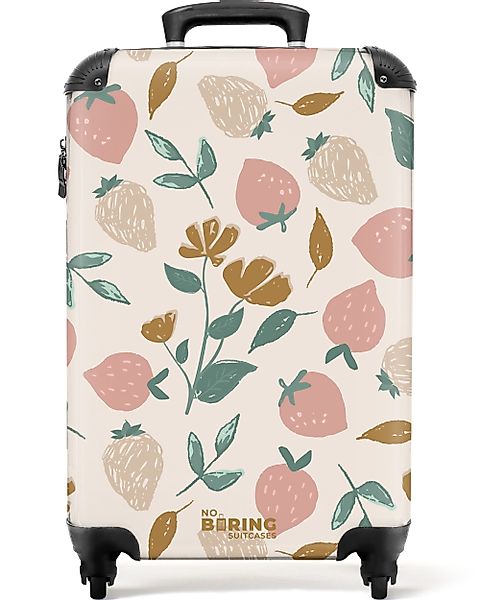 NoBoringSuitcases.com© Hartschalen-Trolley Erdbeeren und Blumen als günstig online kaufen