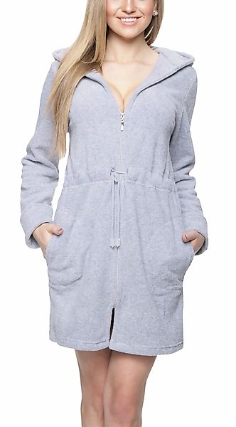 AQUARTI Damenbademantel "Bademantel Damen Bademantel mit Kapuze und Reißver günstig online kaufen