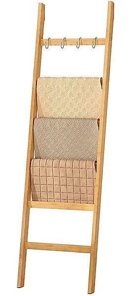 Yorbay Handtuchleiter Handtuchhalter Bambus, 6 Ebenen Leiterregal, 4 Haken günstig online kaufen