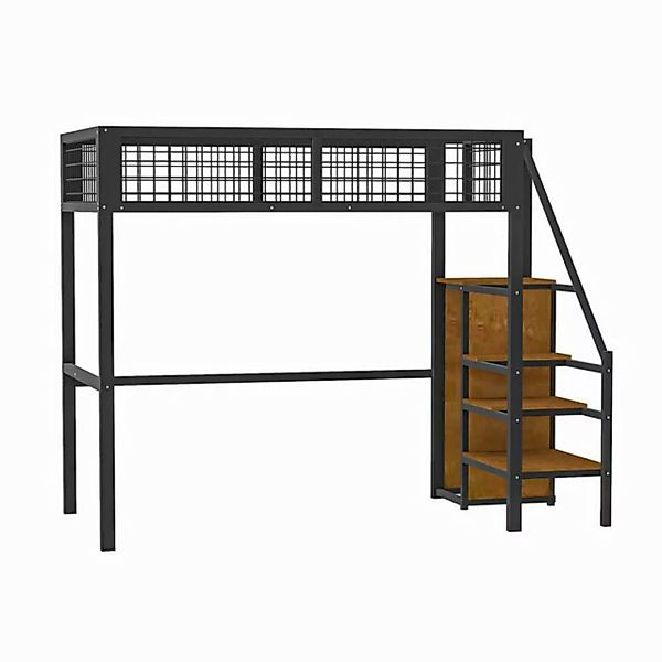 Odikalo Kinderbett Hochbett Eisenrahmen Lagerregal Kleiderschrank 90/140x20 günstig online kaufen