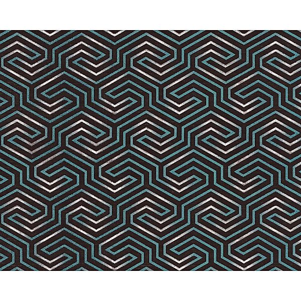 EDEM 84114BR95 Grafik Tapete metallische Akzente Anthrazit Grün 1,06 m x 10 günstig online kaufen