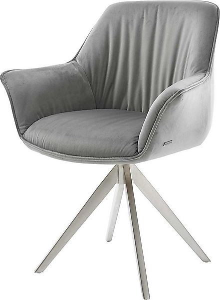 DELIFE Polsterstuhl Keila-Flex, mit Armlehnen Kreuzgestell kantig Edelstahl günstig online kaufen