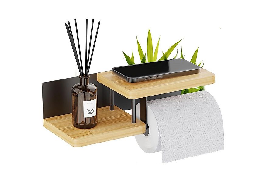 SURFOU Toilettenpapierhalter toilettenpapier aufbewahrung aus Bambus & Eise günstig online kaufen