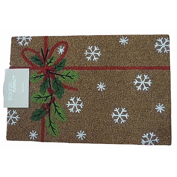 Boltze Fußmatte Julebrev Rechteck 60 cm x 40 cm x 1,5 cm Natur-Rot günstig online kaufen