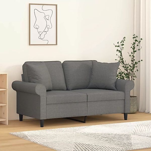 Vidaxl 2-sitzer-sofa Mit Kissen Dunkelgrau 120 Cm Stoff günstig online kaufen
