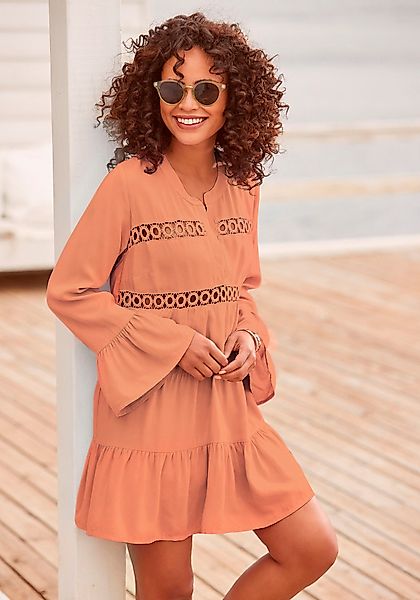 LASCANA Longbluse mit Spitzeneinsätzen, Tunika, Blusenkleid, günstig online kaufen
