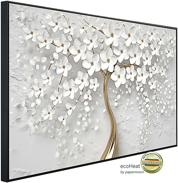 Papermoon Infrarotheizung Blumen weiß gold, sehr günstig online kaufen
