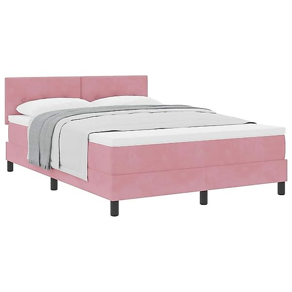vidaXL Boxspringbett mit Matratze mit Kopfteil Rosa 140 x 190 cm Samt 33391 günstig online kaufen
