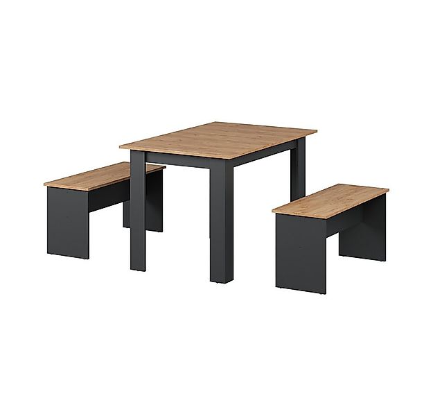 Vicco Essgruppe Sentio, Anthrazit/Goldkraft Eiche, 112 x 73.6 cm mit 2 Bänk günstig online kaufen