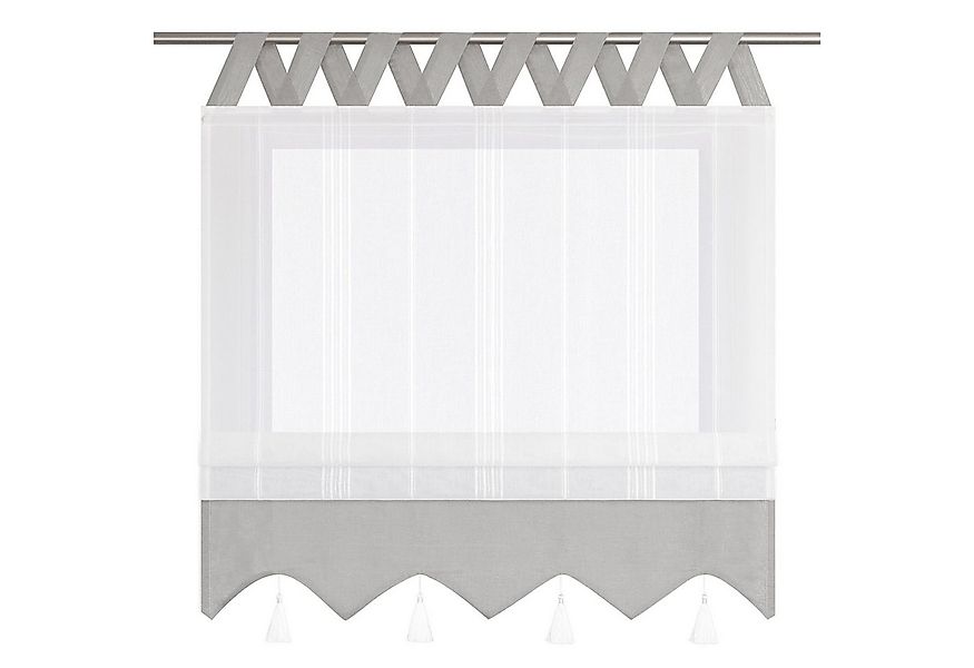 Delien Raffrollo Catrin, Leinenoptick mit V Schlaufen, abgesetzte Blende günstig online kaufen