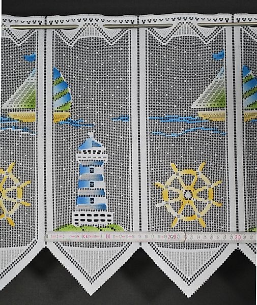 Gardinen Kranzusch Scheibengardine Leuchtturm, Stangendurchzug, transparent günstig online kaufen