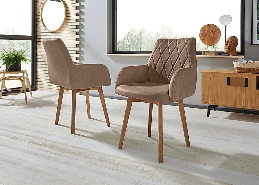 Home affaire Esszimmerstuhl Brest (Set, 2 St), Armlehnstuhl in Leder oder M günstig online kaufen