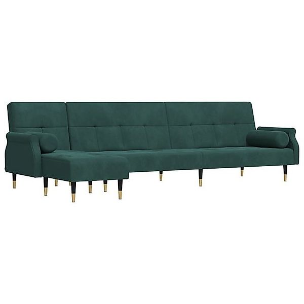 vidaXL Sofa Schlafsofa in L-Form Dunkelgrün 271x140x70 cm Samt Chaiselongue günstig online kaufen